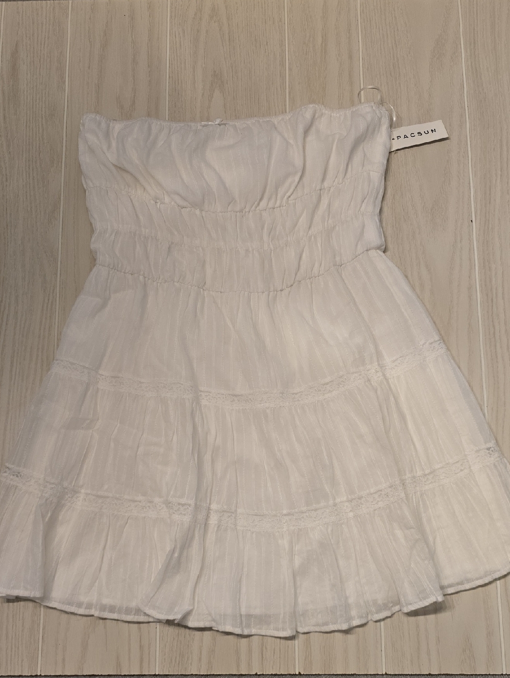 New LA Hearts White Elastic Waist Strapless Dress Pac Sun Summer Mini D015